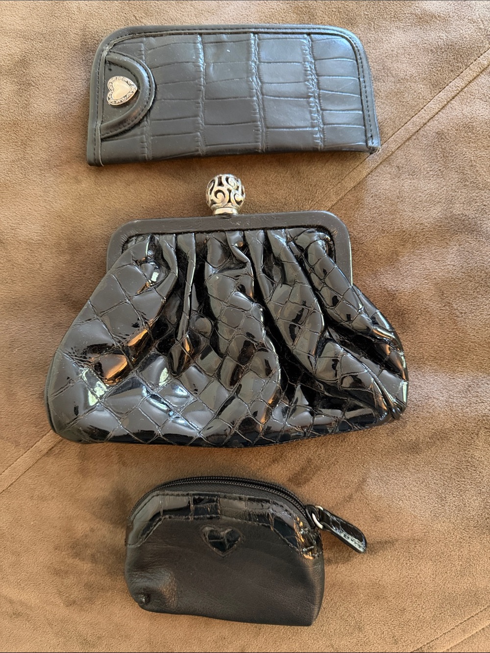 Brighton Black Patent and Faux-Croc Accessories Trio - Picture 2 of 10